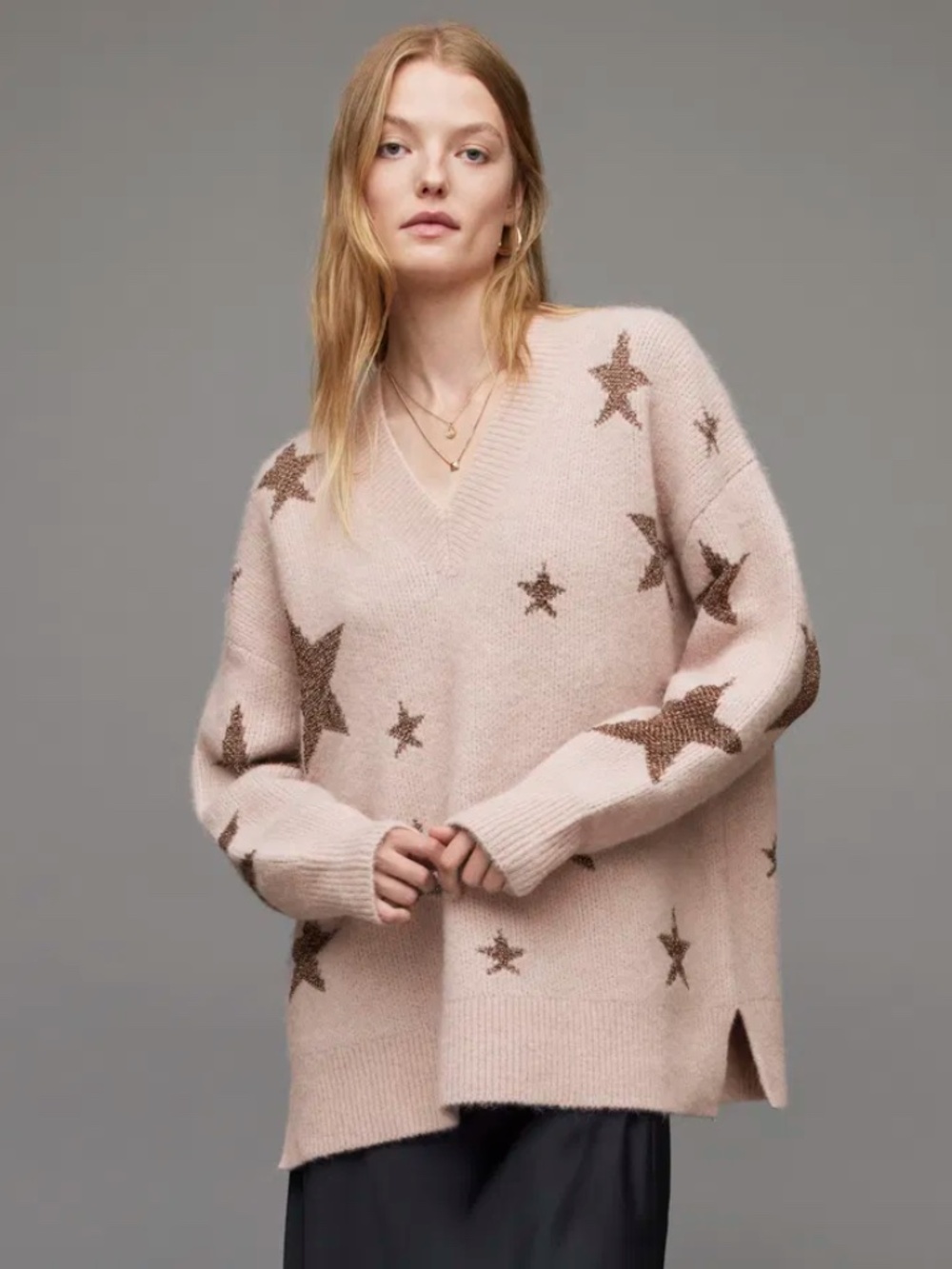 AllSaints Star V-Neck Jumper, Size XS
